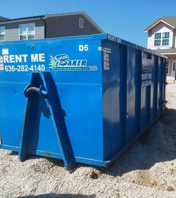 baker dumpster outside of home